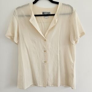 100% Silk Studio Beige Button-Down Women's Shirt